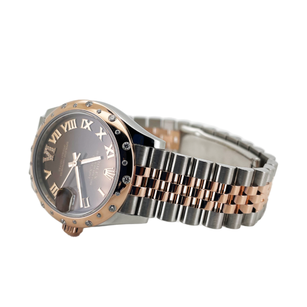 ROLEX OYSTER DATEJUST ACIER OYSTERSTEEL ET OR EVEROSE CHOCOLAT ET DIAMANTS – Image 4