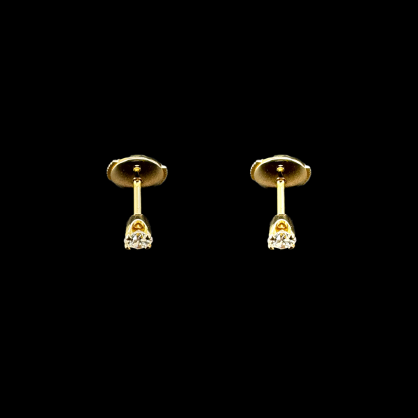 BOUCLES D'OREILLES CLOUS OR JAUNE 750 DIAMANTS – Image 3